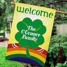 Personalized Lucky Four Leaf Clover House Flag